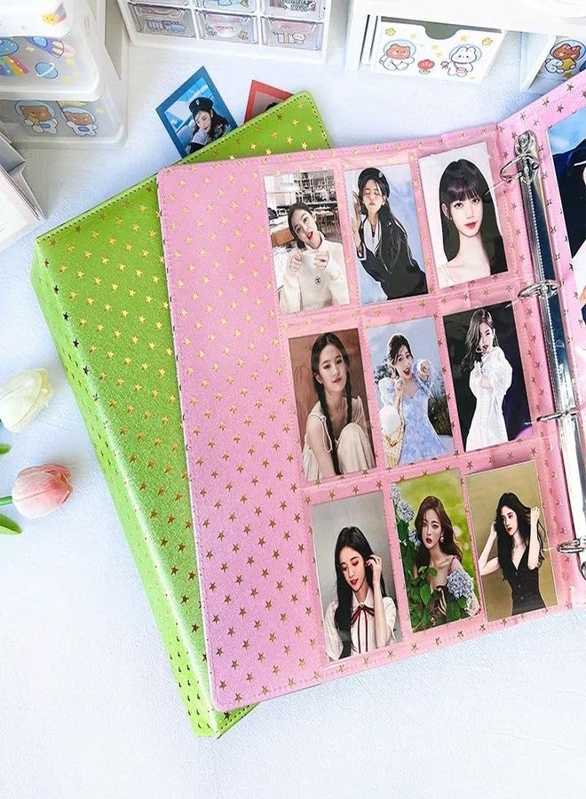 Careflection Photo Album Binder Photocard Book 3 Ring A4 Star series PU Leather Binder Photocard Holder Refillable with sleeves for Fujifilm Instax Mini Film/Polaroid Film/Kpop Photocard (White) - Image 2